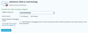 Step Four for Web-to-Lead Form in WordPress