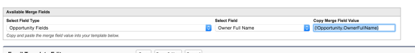 Screen shot of entering merge field values in Salesforce’s email template builder