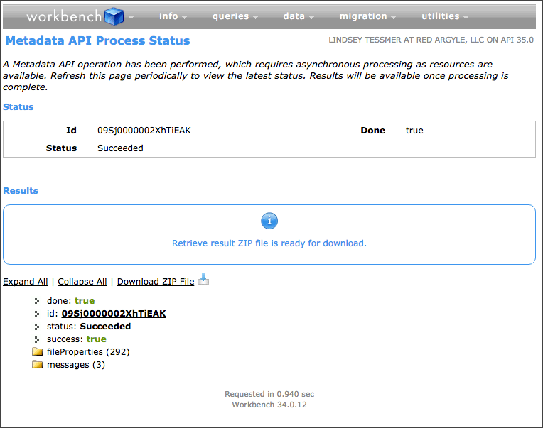 Metadata backup from Workbench instructions, image 4