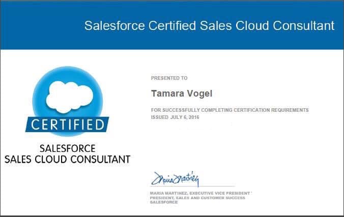 Certified Sales Cloud Consultant Email from Salesforce